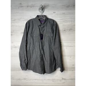 Bruno New York Shirt‎ Mens Large Black White Button Up Long Sleeve Dress Cotton